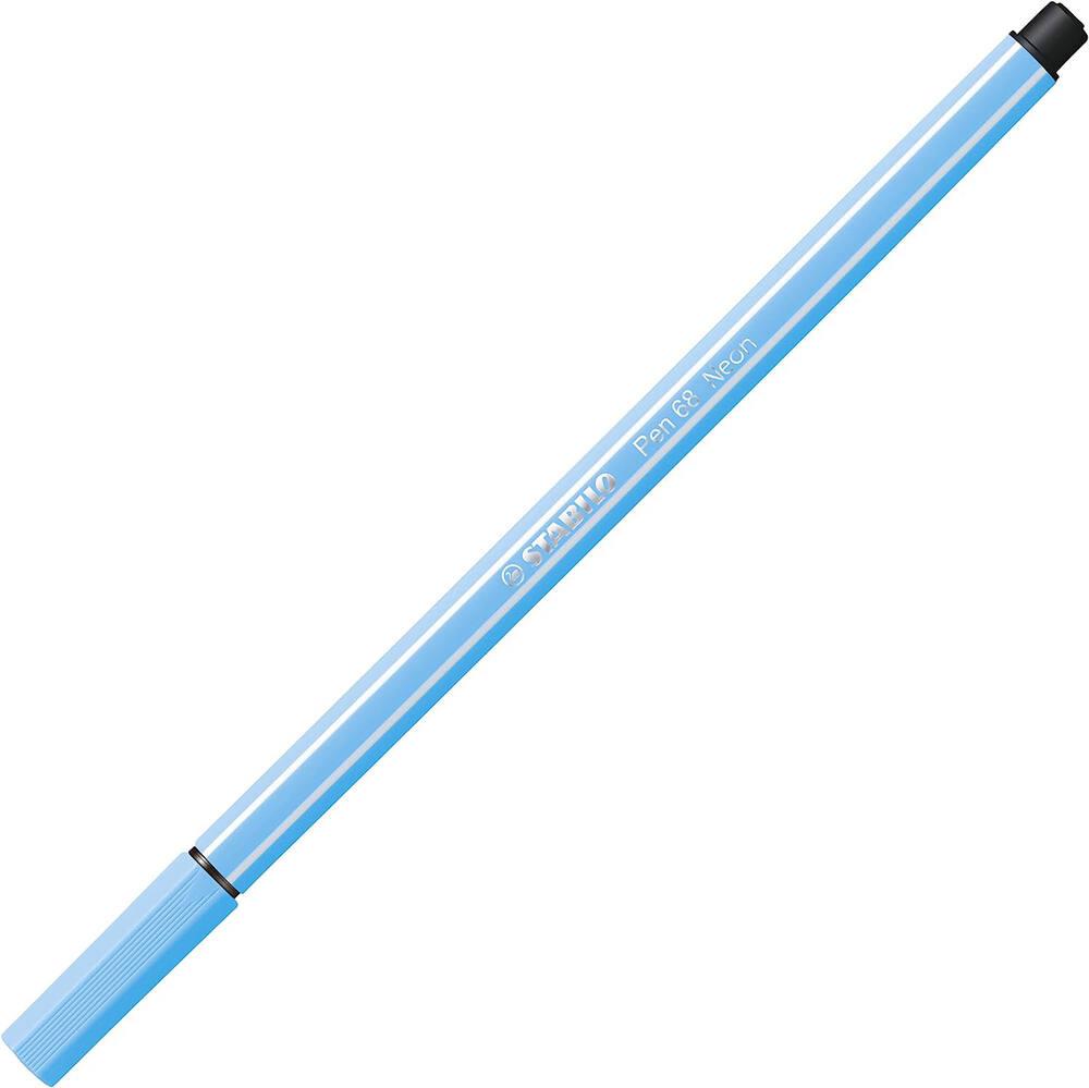 Stylo feutre STABILO Pen 68 - Bleu fluo 68/031 - Dessin et écriture créative pour école et bureau