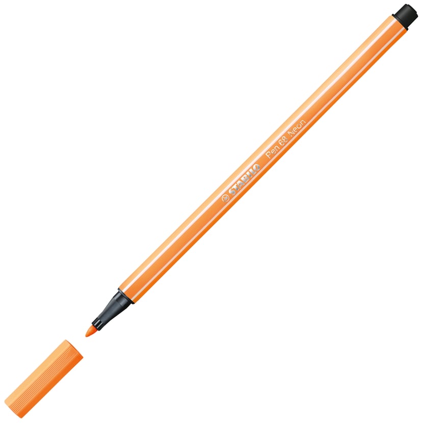 Stylo feutre STABILO Pen 68 - Orange fluo 68/054 Pointe moyenne pour dessin et écriture scolaire