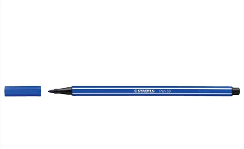 Stylo Feutre STABILO Pen 68 Bleu Outremer - Pointe Moyenne 1 mm pour Dessin et Écriture