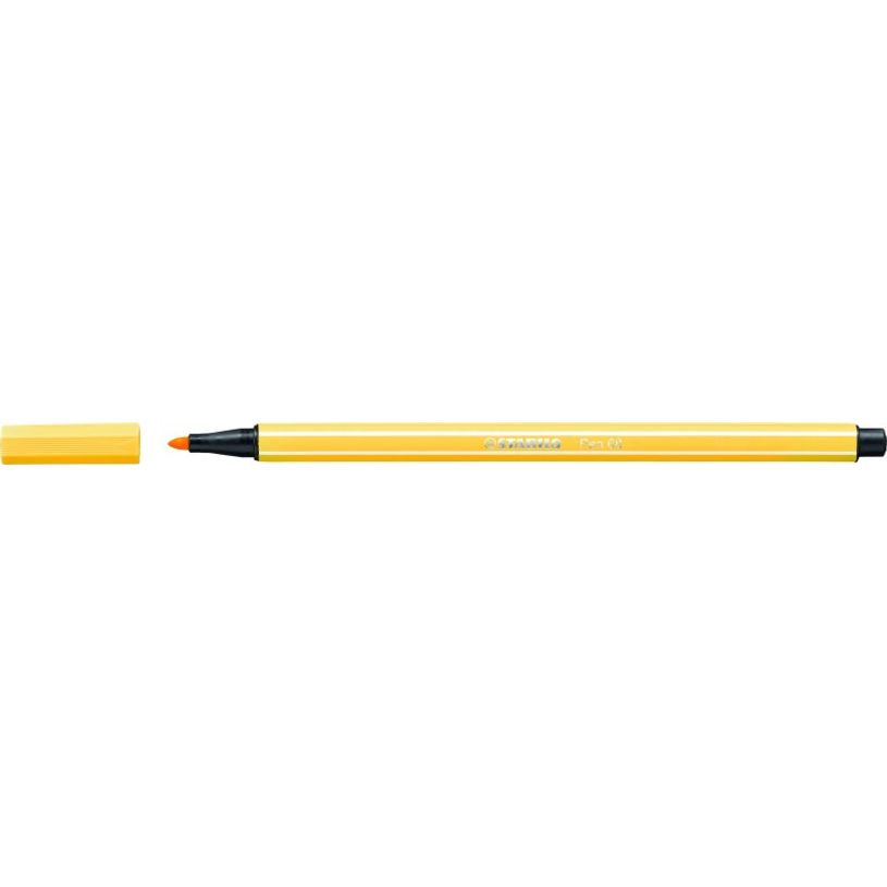 Stylo feutre STABILO Pen 68 - Jaune 68/44 - Pointe moyenne 1 mm pour dessin et écriture scolaire