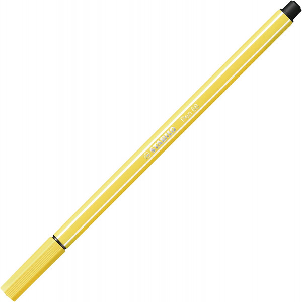 Stylo feutre STABILO Pen 68 - Jaune 68/44 - Pointe moyenne 1 mm pour dessin et écriture scolaire
