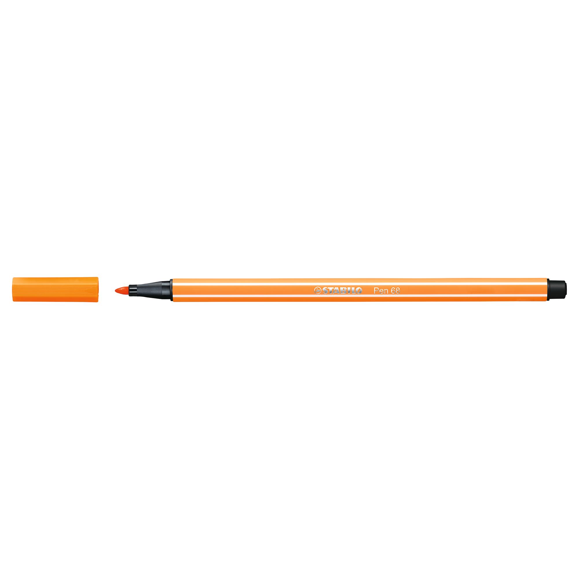 Stylo feutre STABILO Pen 68 - Orange 68/54, Pointe Moyenne, Idéal pour Dessin et Écriture