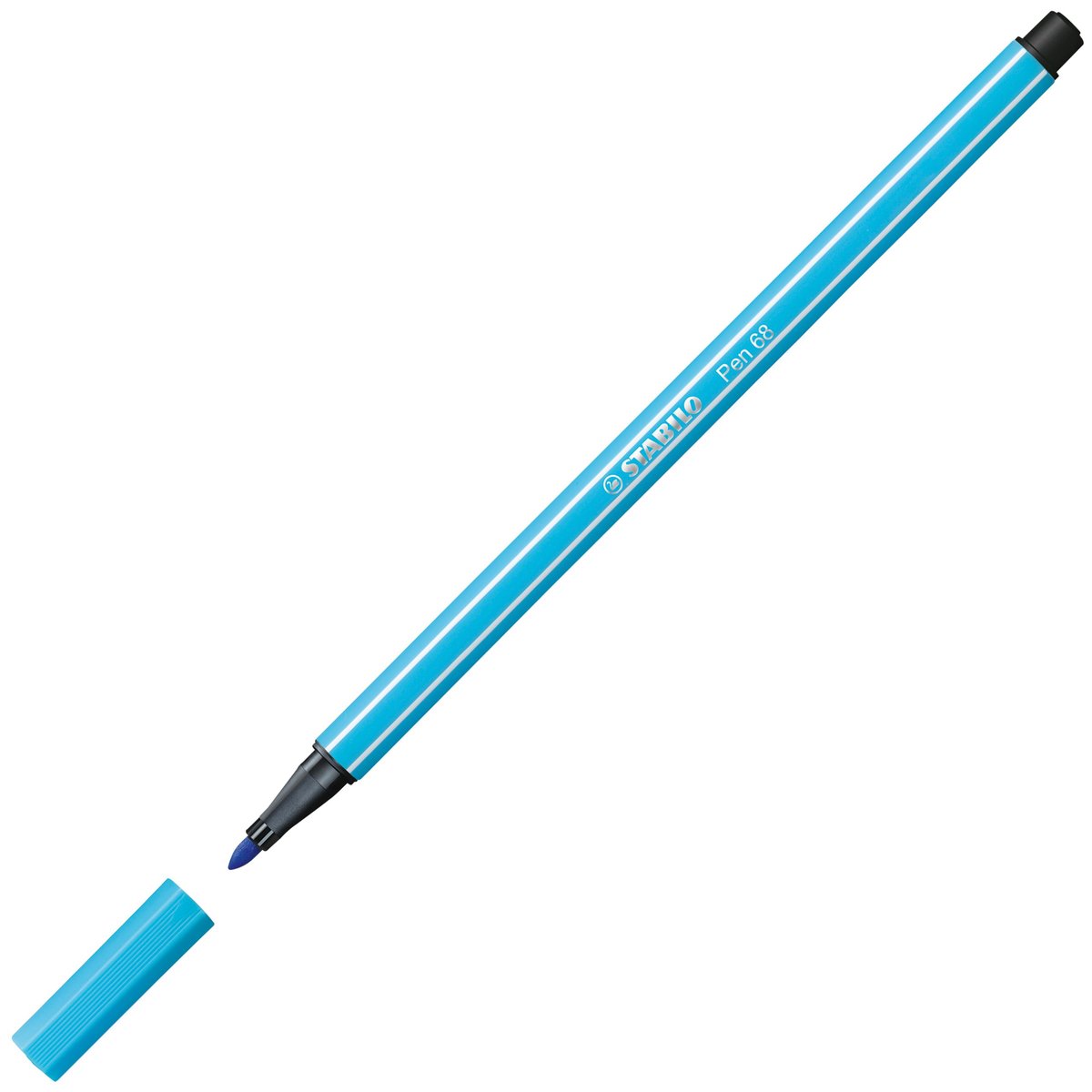 Stylo Feutre STABILO Pen 68 Bleu Azur - Pointe Moyenne 1 mm pour Dessin et Écriture