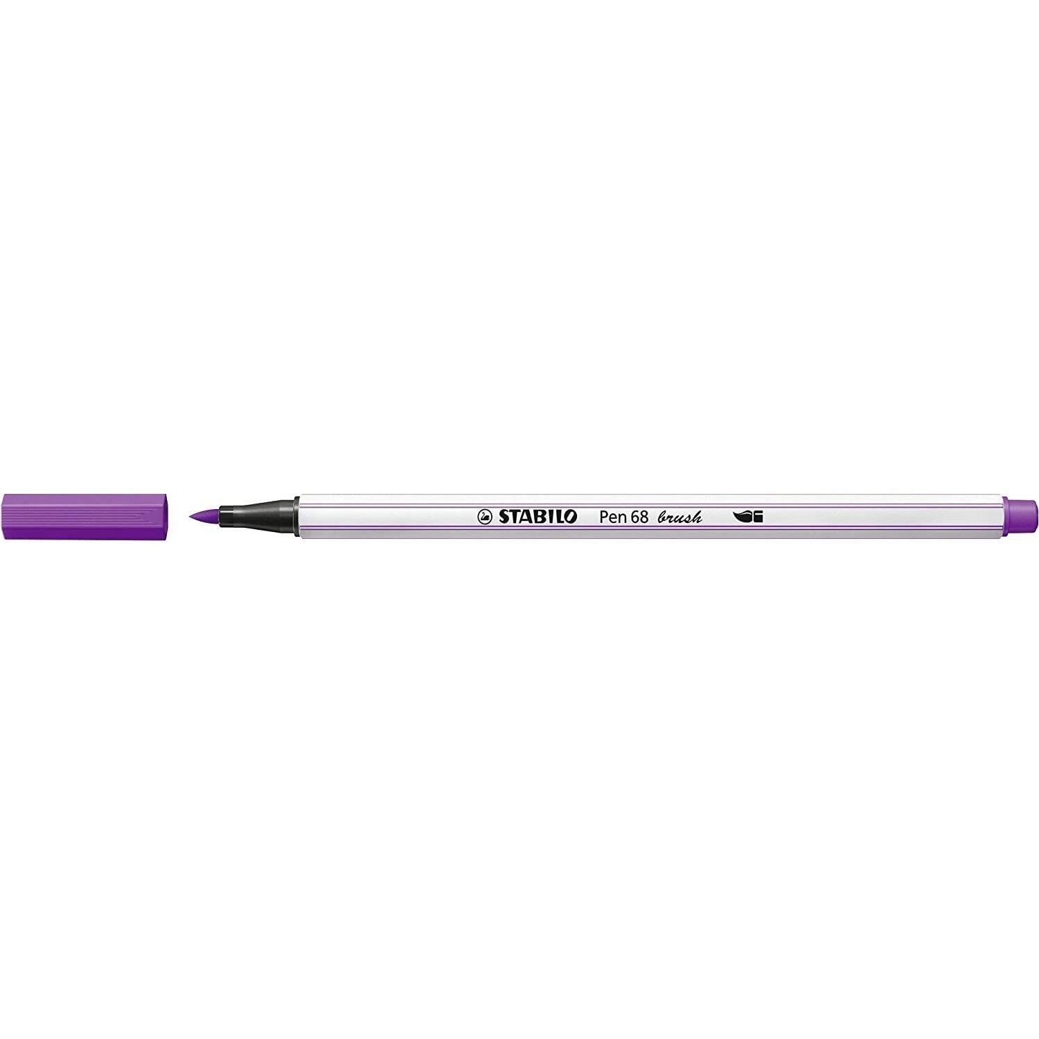 Feutre pinceau STABILO Pen 68 Brush Lilas - Pointe flexible Encre à base d'eau pour travaux manuels