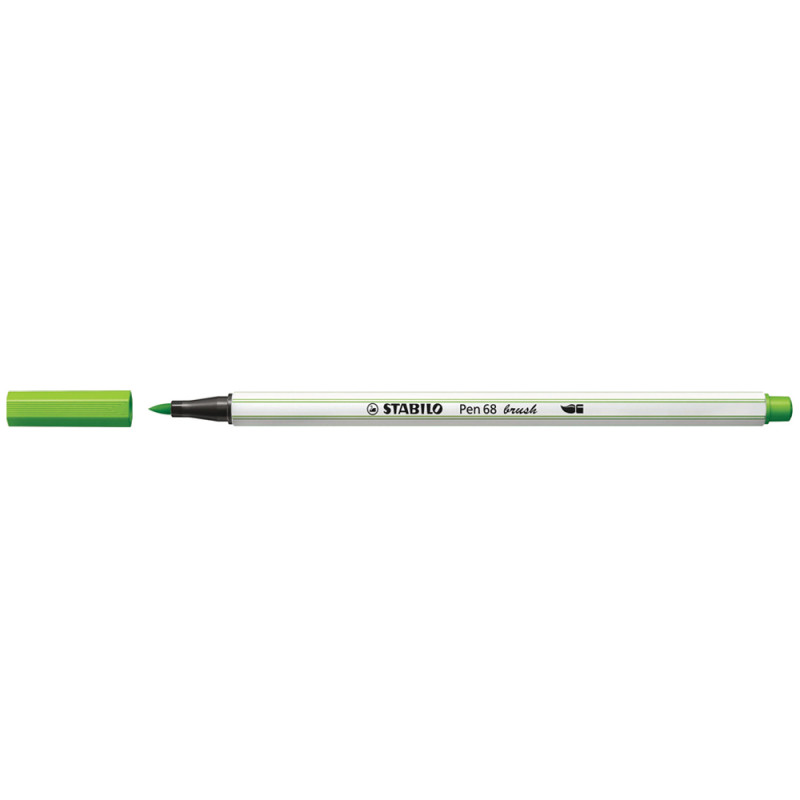 Feutre pinceau STABILO Pen 68 Brush - Pointe flexible Vert feuille pour hand lettering et coloriage
