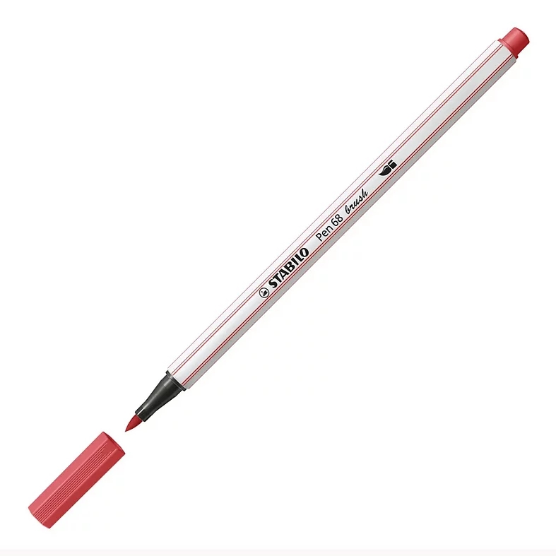 Feutre Pinceau STABILO Pen 68 Brush Rouge Terracotta - Pointe Flexible pour Hand Lettering et Coloriage