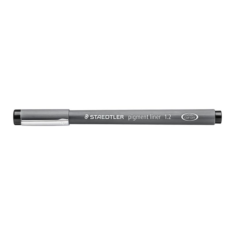 Feutre fin Staedtler Pigment Liner 1.2 mm Noir - Idéal pour règles et gabarits, encre indélébile résistante à l'eau
