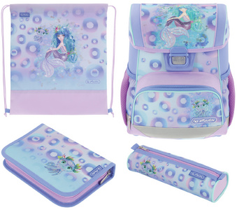 Cartable Herlitz Loop Plus Mystic Mermaid - Design étanche, multiples compartiments, adapté école primaire avec trousse et sac de sport