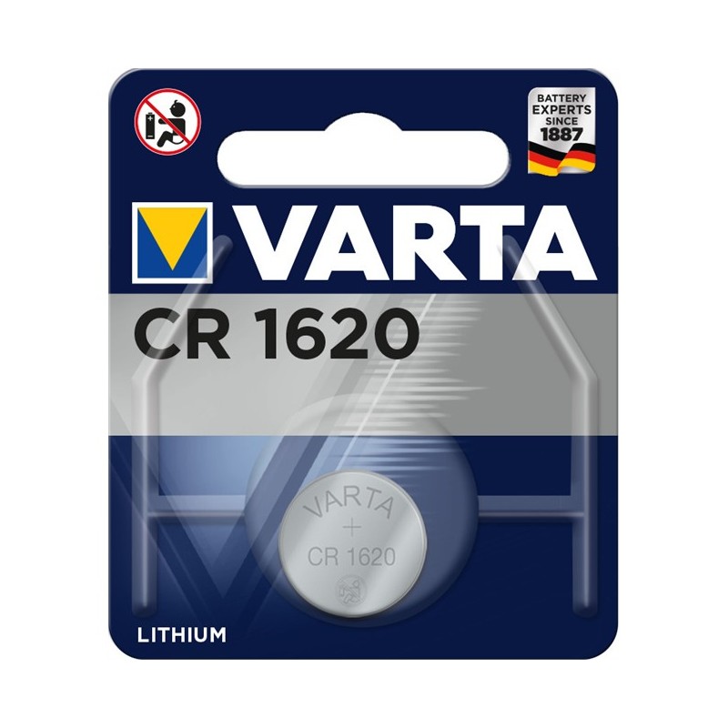 Pile bouton au lithium VARTA Electronics CR1620 - 3 V, 60 mAh, diamètre 16 mm, hauteur 2 mm pour appareils électroniques