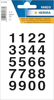 Chiffres Stickers Gommette Ki Sign - Autocollants 20x18mm 0 à 9 2 Planches - Pour Projets Créatifs