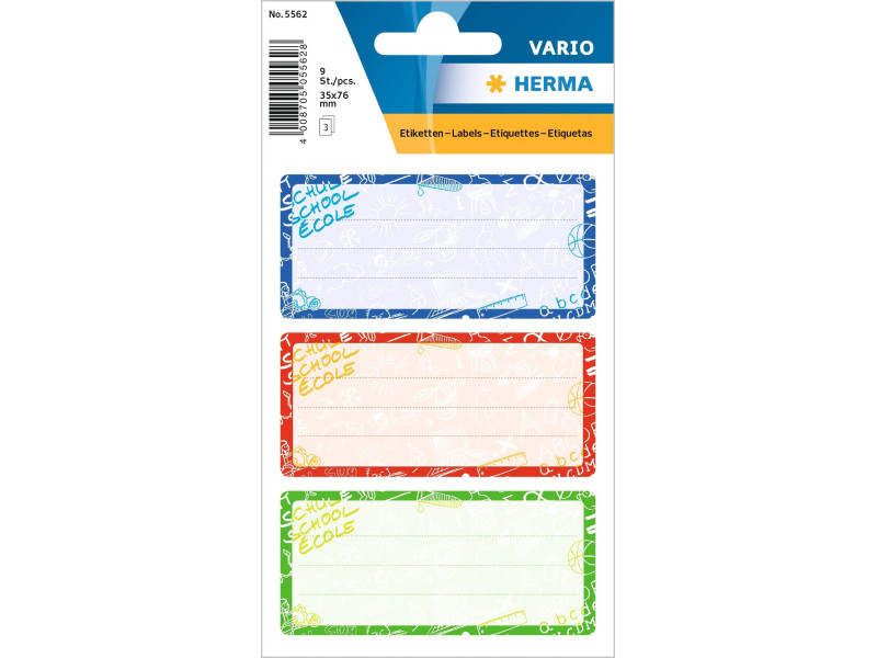 Stickers Étiquettes HERMA Vario - Adhésives Illustrées pour Nom sur Cahier, Schoolydoo