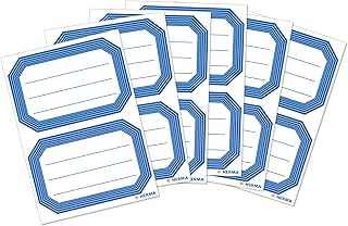 HERMA Sachet de 12 étiquettes pour cahiers 6 feuilles Cadre bleu 82 x 55 mm