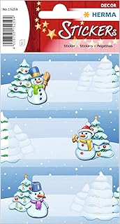 Stickers de Noël Herma - Motif Paysage d'Hiver en Papier Noir Rectangulaire pour Décoration Festive