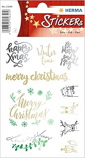 Stickers de Noël HERMA Creative Lovely Xmas - Film Transparent Permanent, 1 Feuille, 10 Stickers pour Décorations Festives