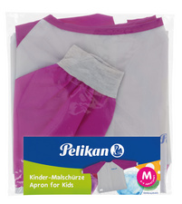 Tablier de peinture Pelikan Girl - gris et framboise - protection textile pour activités artistiques enfants M (6-9 ans)