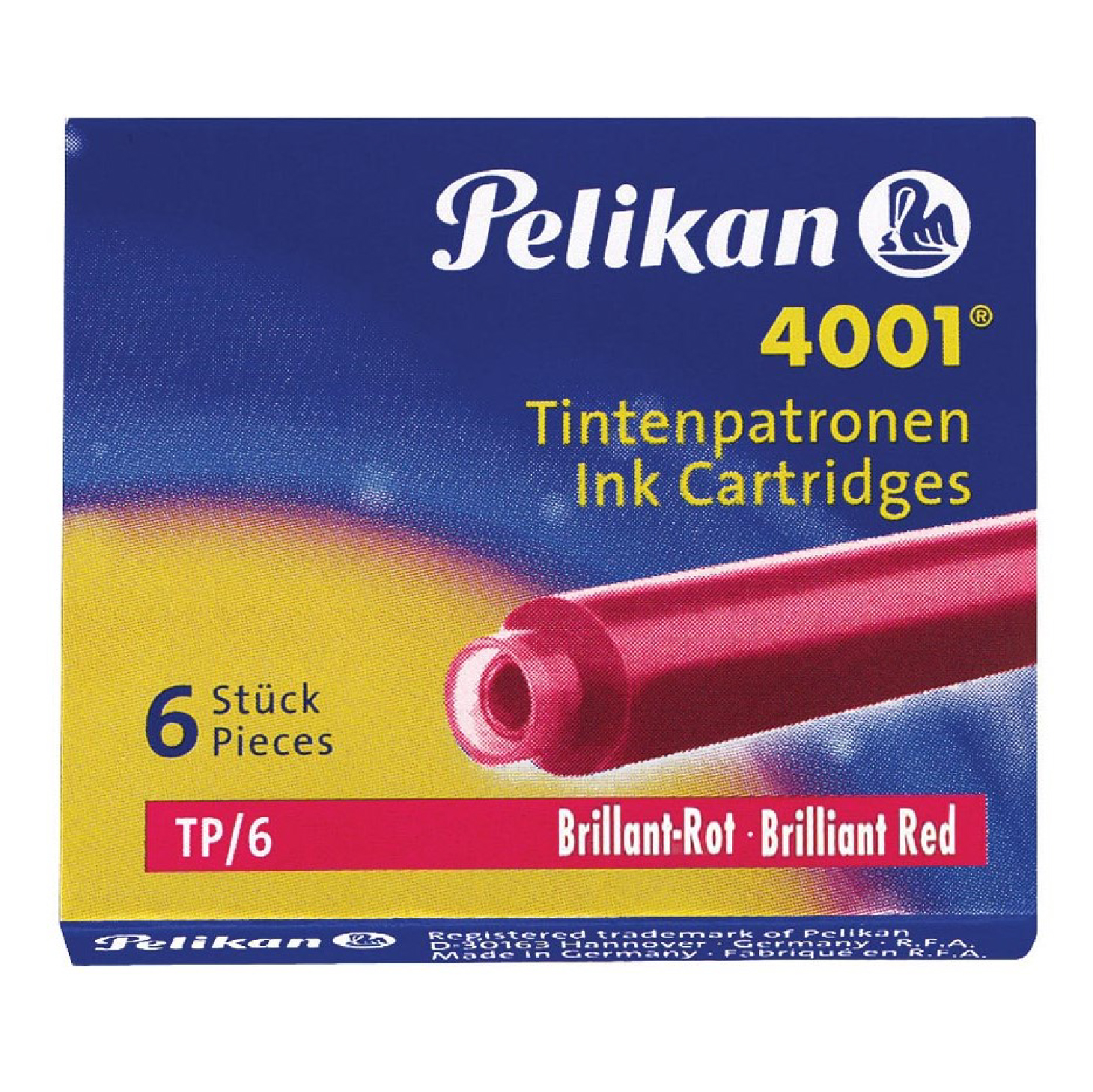 Cartouche d'encre Rouge Pelikan 301192 - Fontaine TP/6 49x42x9mm pour stylos-plume