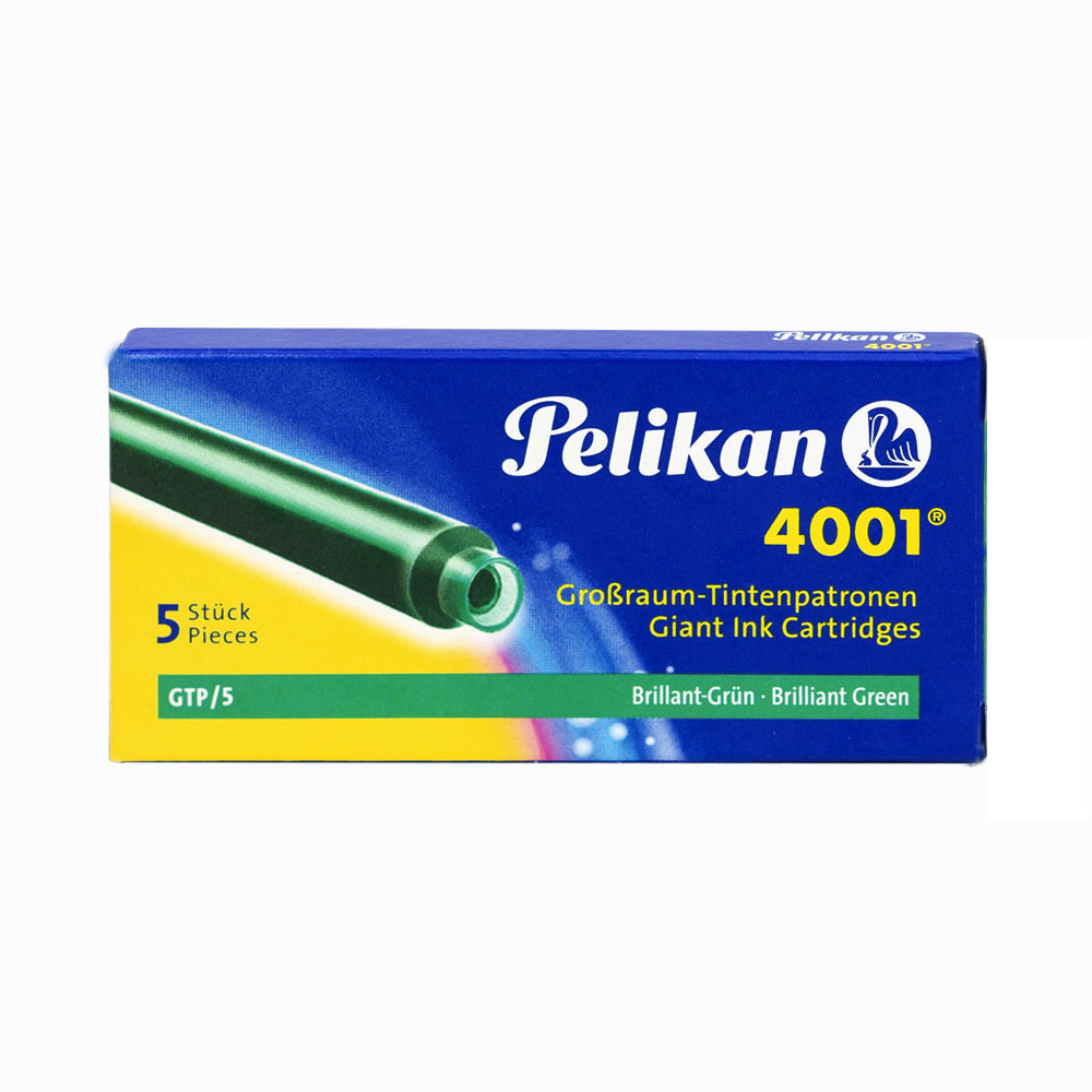 Cartouches d'encre Pelikan 4001 - Grande capacité vert brillant 5 pièces pour écriture et dessin