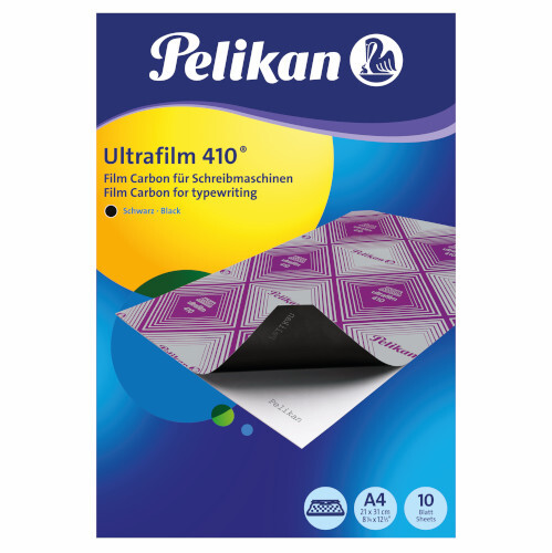 Papier carbone Pelikan Ultrafilm 410 noir A4 - Dos ciré, pochette de 10 feuilles pour dactylographie et duplication
