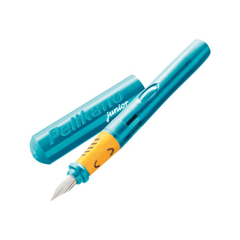 Stylo plume Pelikano Junior droitier translucide P67 turquoise - écriture scolaire pour enfants et débutants