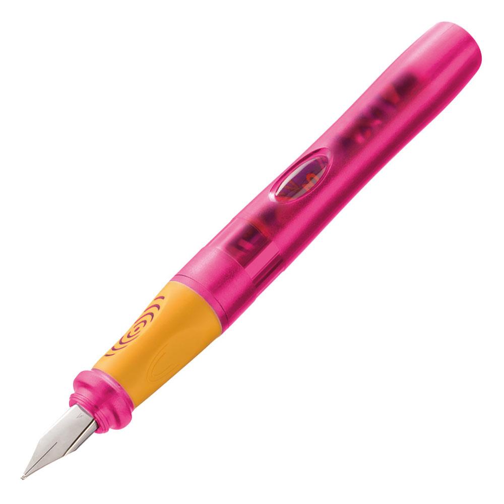 Stylo plume Pelikano Junior gaucher translucide P68 Rose - écriture scolaire pour enfants et débutants
