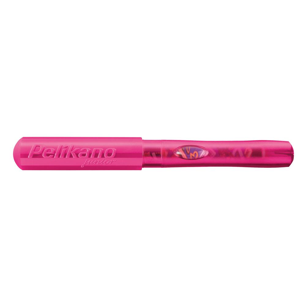 Stylo plume Pelikano Junior gaucher translucide P68 Rose - écriture scolaire pour enfants et débutants