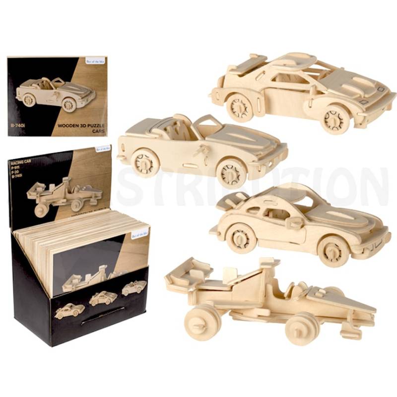 Puzzle en bois - Voiture éducatif pour enfants - Pièces en bois naturel - Développement cognitif