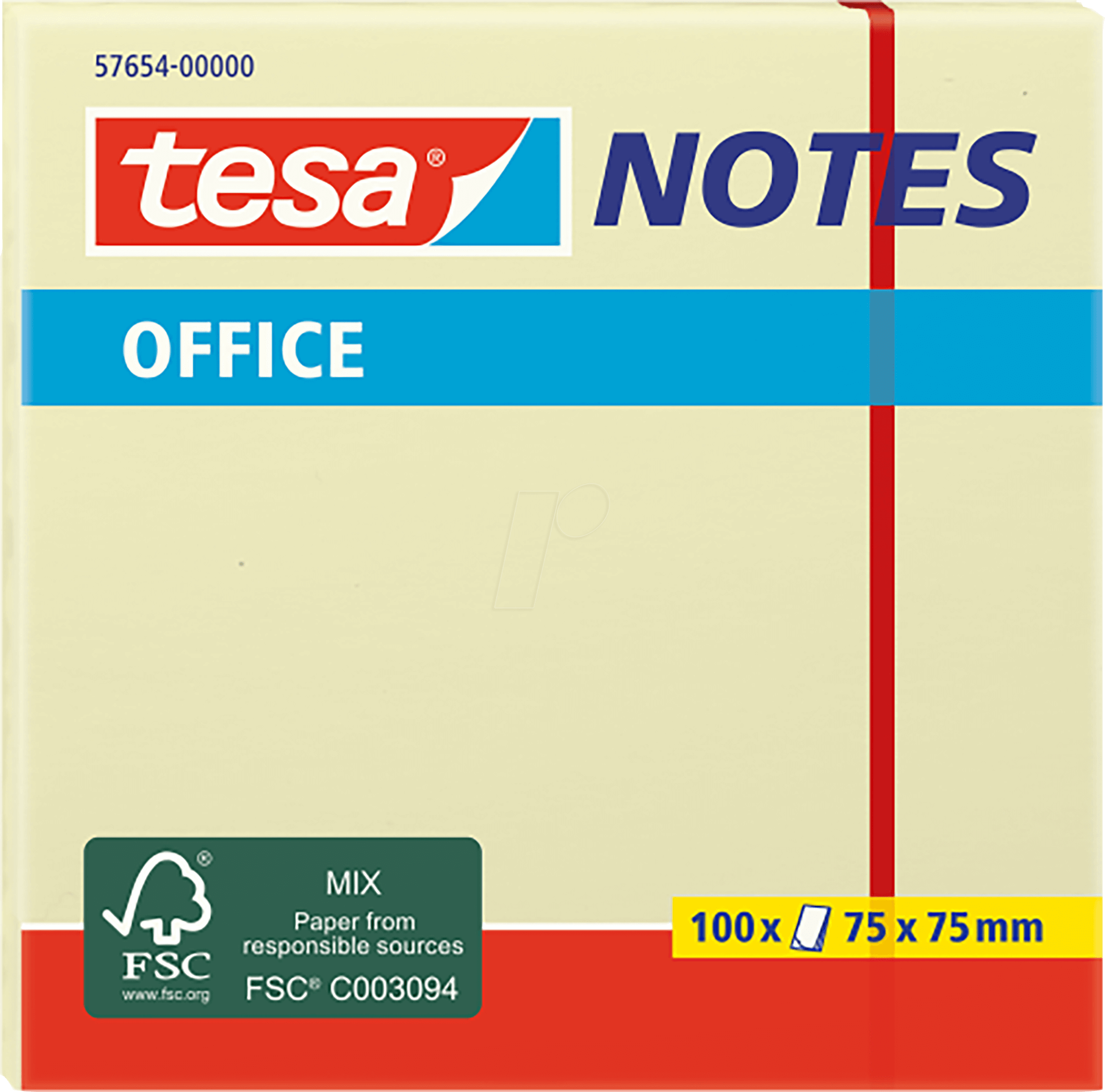 Bloc adhésif Tesa Office notes 75x75mm jaune - notes repositionnables pour bureau et organisation