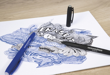 Stylo encre gel EBERHARD FABER Erase it! bleu - effaçable pour écriture scolaire et bureau