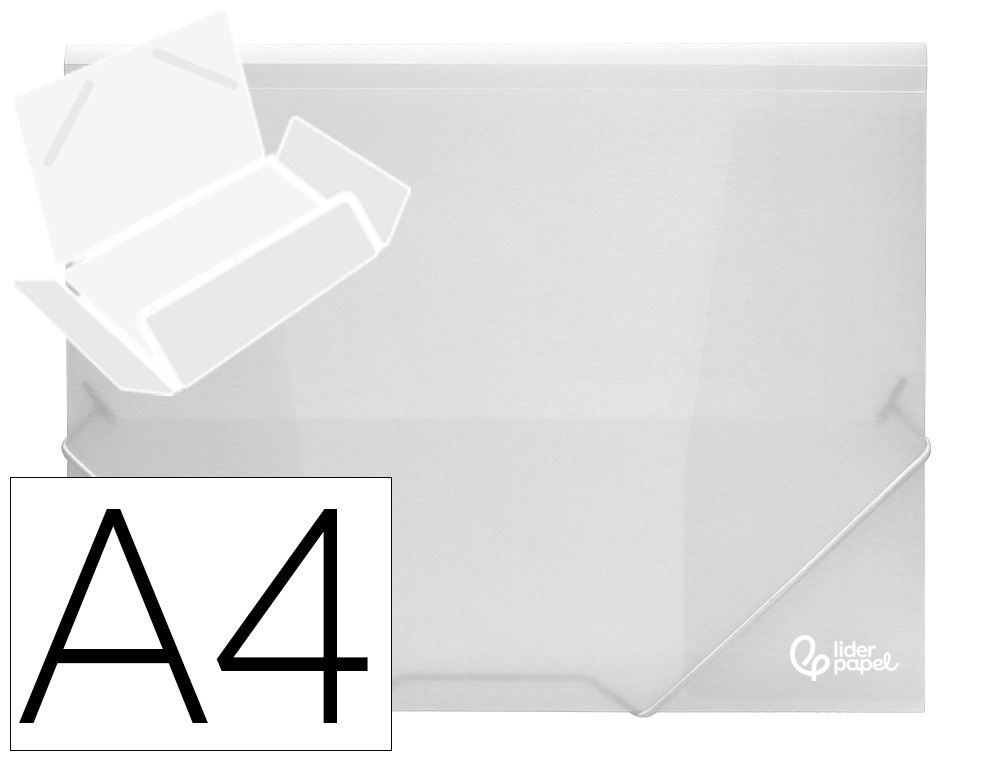 Chemise Liderpapel polypropylène A4 210x297mm 4/10e 3 rabats élastique 100 feuilles transparent