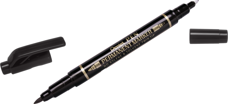 Marqueur permanent Pentel Pen N75W-AE - double pointe, noir, pour écriture et dessin sur supports variés