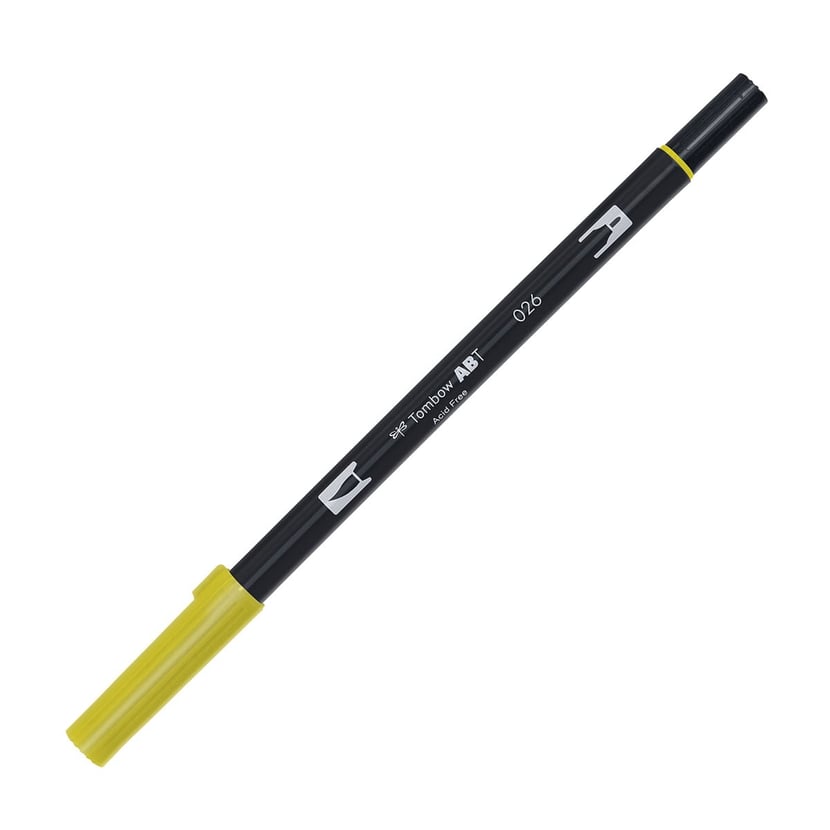 Feutre pinceau Tombow ABT 026 Jaune or - Double pointe encre aquarellable pour dessin et illustration artistique