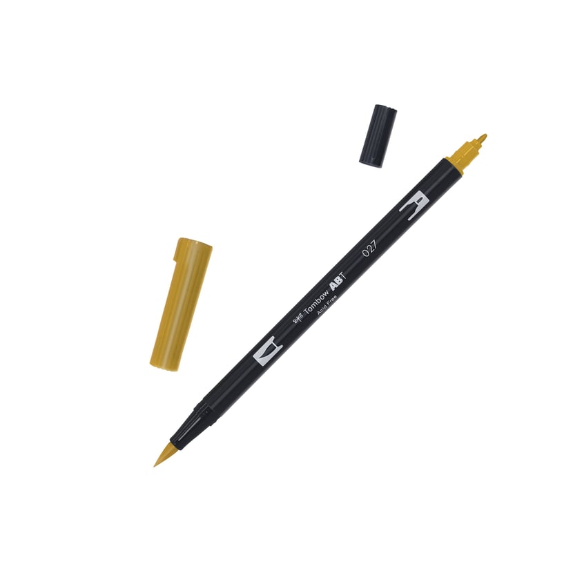 Feutre pinceau Tombow ABT 027 Ocre sombre - Double pointe encre aquarellable pour dessin et illustration artistique