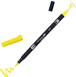 Feutre pinceau à double pointe Tombow ABT-055 - Jaune process aquarellable pour dessin et illustration