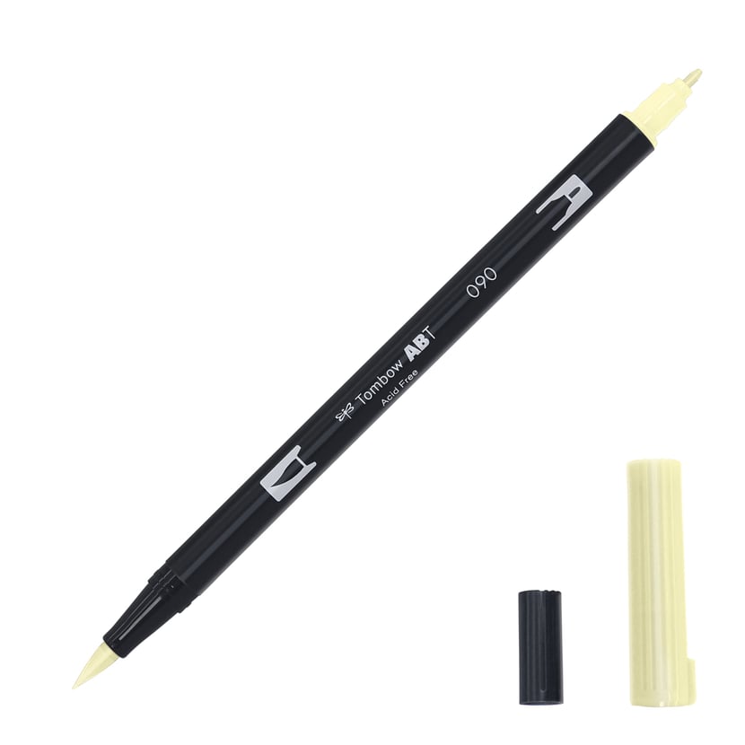 Feutre pinceau Tombow ABT 090 citron crème - double pointe pour dessin et calligraphie artistique