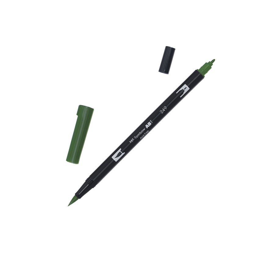 Feutre pinceau Tombow ABT 249 - Vert aquarellable double pointe pour illustration et esquisse artistique