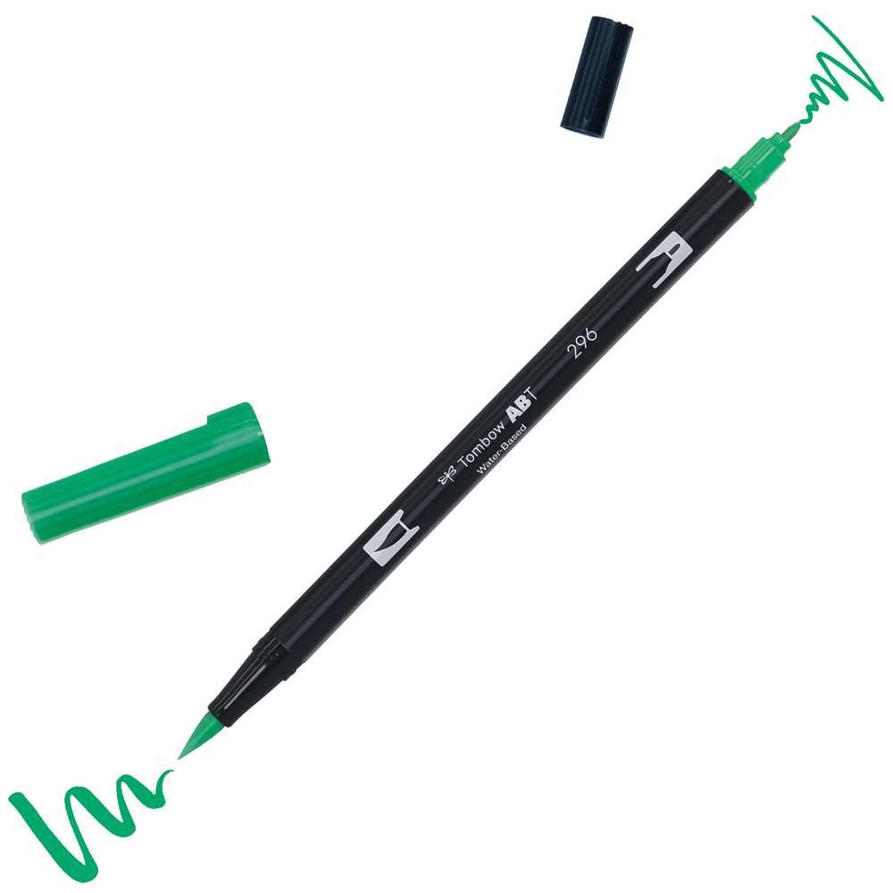 Feutre pinceau ABT à double pointe Tombow 296 - Vert aquarellable pour illustration et esquisse