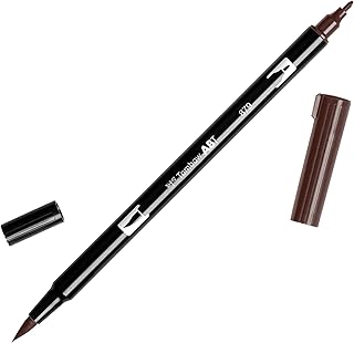 Feutre pinceau double pointe Tombow ABT-879 - Marron, Encre Aquarellable, Sans Odeur, Pour Illustration