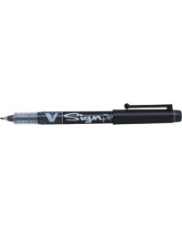 Stylo feutre Pilot V SIGN PEN - Pointe moyenne 0,6 mm Noir avec contrôle du débit d'encre pour écriture