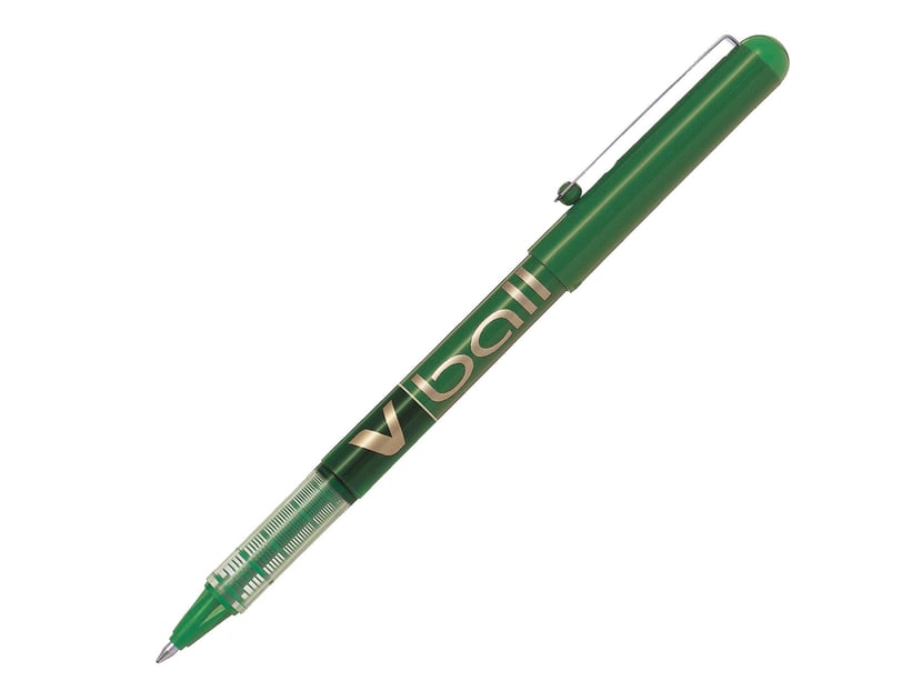 Stylo roller Pilot V-Ball 7 - Vert, Pointe Fine 0.7mm, Écriture Fluide, Pour Bureau et École