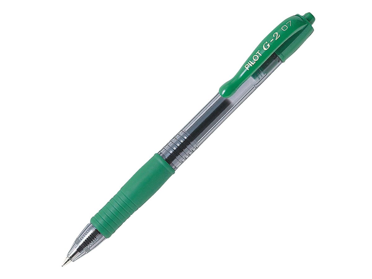Stylo roller encre gel PILOT G2 07 vert - pointe 0,7 mm pour écriture fluide et précise en bureau et école
