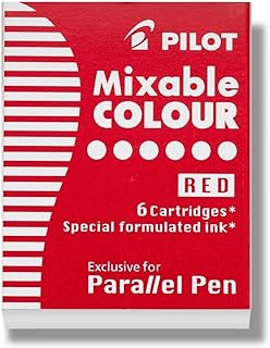 Cartouches d'encre Rouge Pilot - Boîte de 6 unités pour Parallel Pen - Écriture fluide et précise