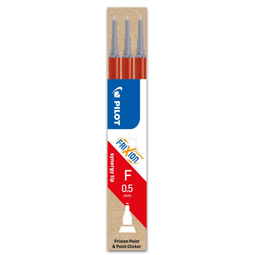 Pilot Frixion Point - 3 Recharges pour rollers effaçables - 0,5 mm - rouge