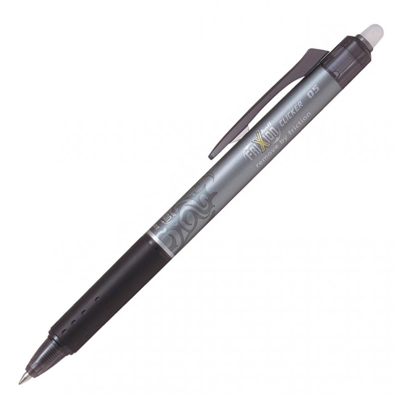 Stylo Roller Effaçable Pilot FRIXION BALL CLICKER 05 - Noir, Pointe Fine 0.5mm pour Écriture Précise