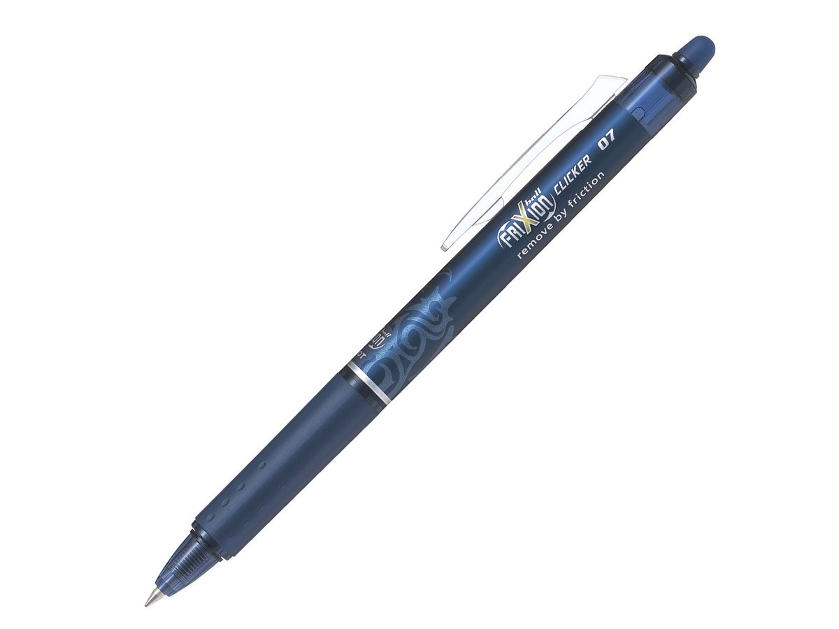 Stylo roller Pilot FRIXION CLICKER 07 - Rétractable Effaçable Bleu Noir pour écriture polyvalente
