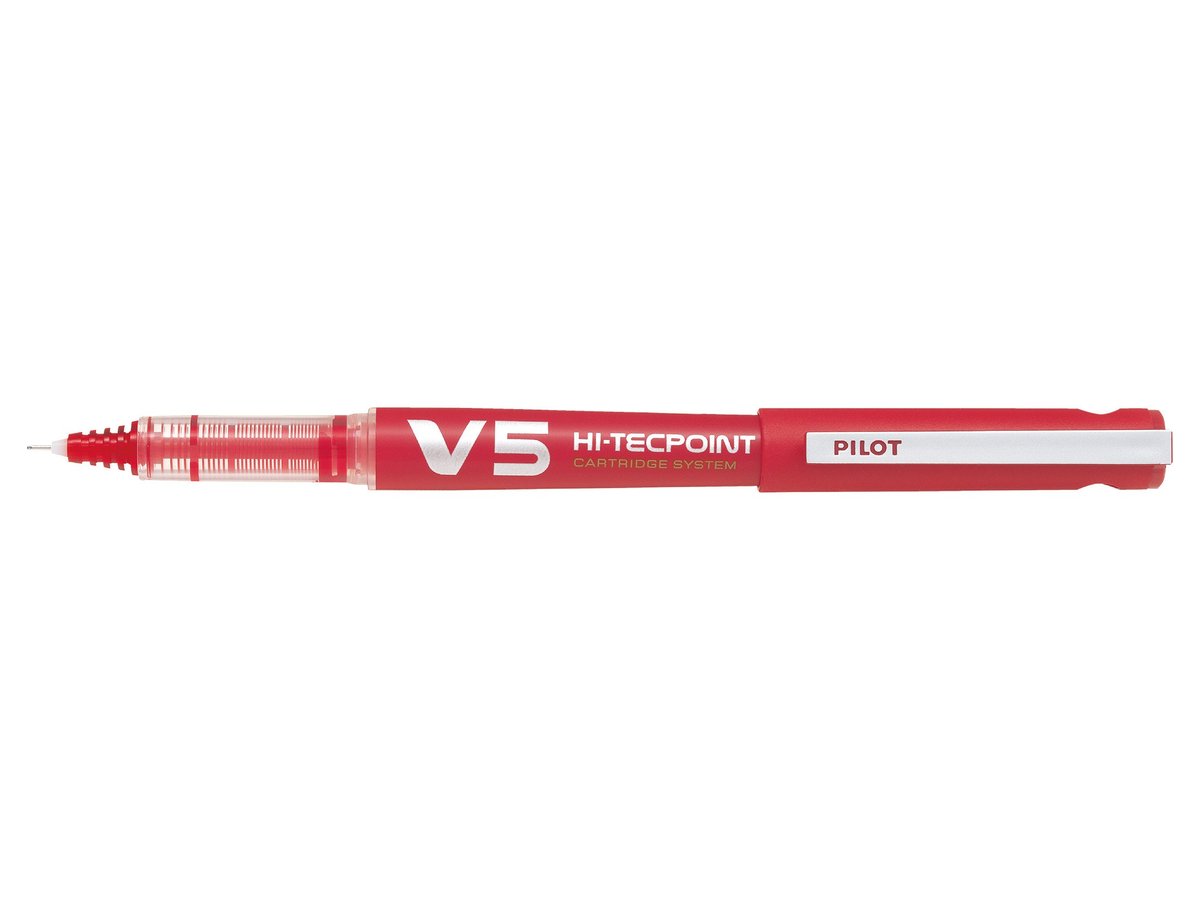 Stylo roller Pilot V5 Rechargeable - Rouge Pointe fine - Pour écriture précise et fluide