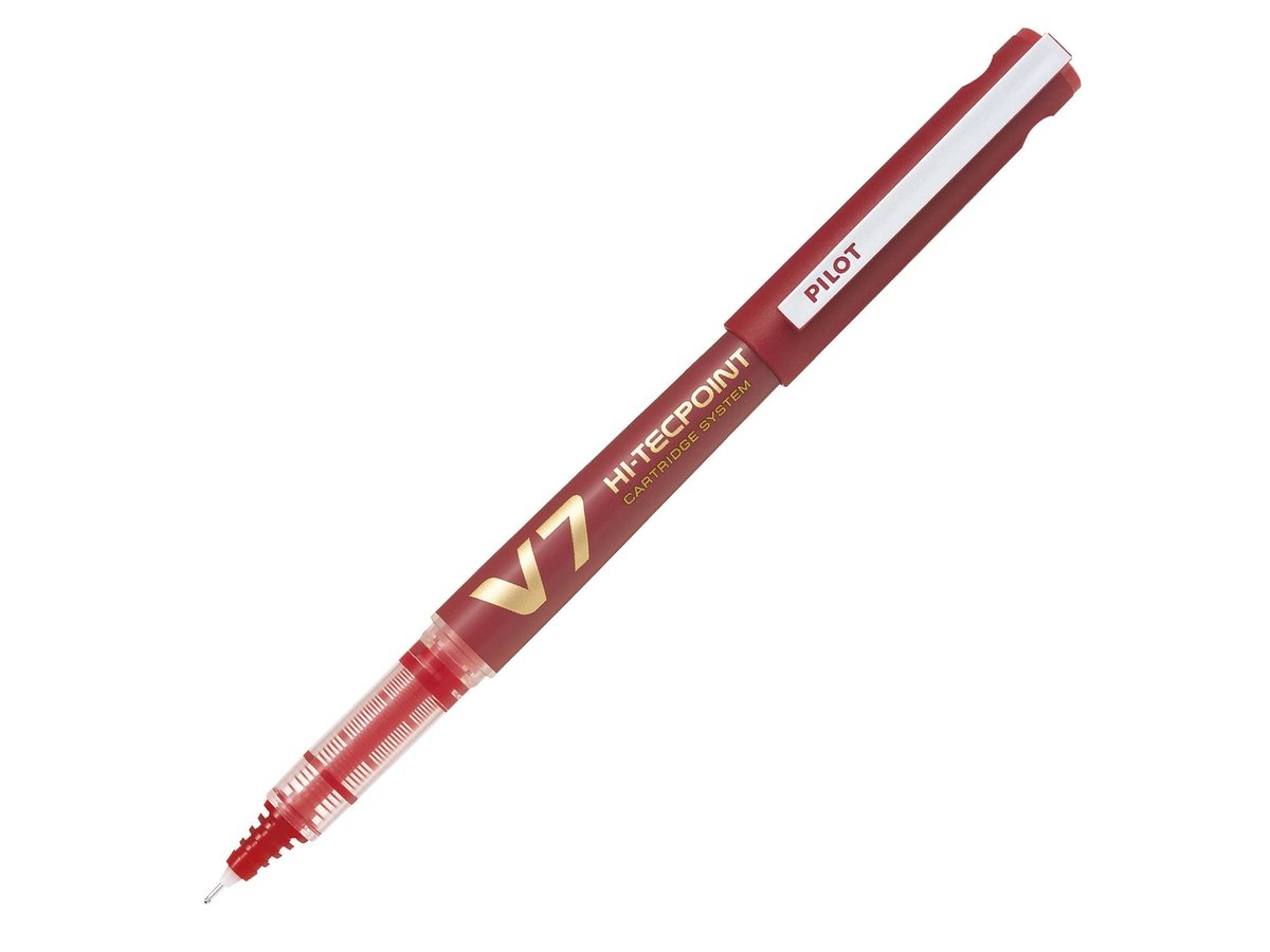 Roller Rechargeable PILOT Hi-TechPoint V7 Begreen - Pointe Moyenne Encre Liquide Rouge pour Écriture Précise