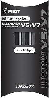 Cartouches d'encre Pilot V5/V7 Noir - Pack de 3 pour Stylo Roller