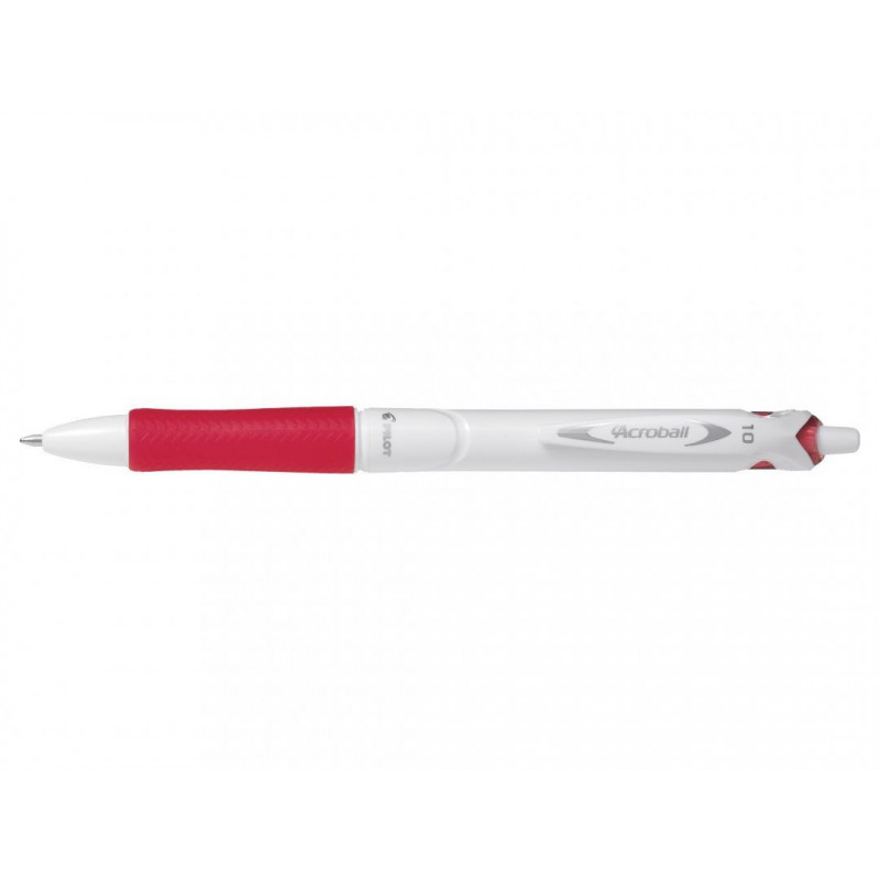 Stylo à bille rétractable Pilot ACROBALL PURE WHITE Rouge - Écriture fluide pour bureau et école