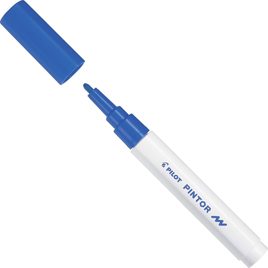 Marqueur peinture Pilot Pintor - Pointe fine 1.0 mm Bleu, encre opaque pour loisirs créatifs toutes surfaces