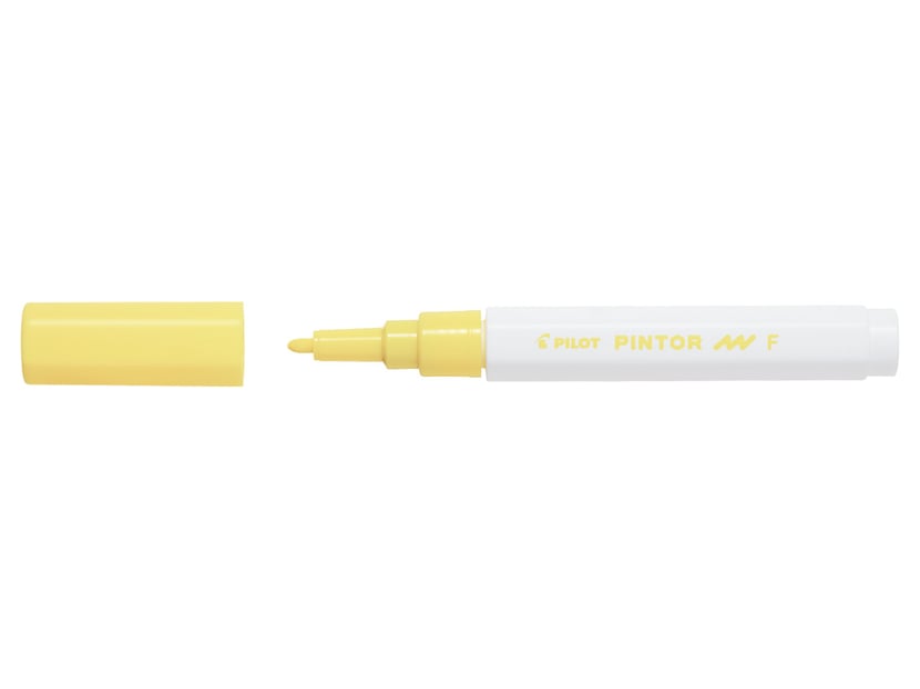 Marqueur peinture Pilot Pintor - Pointe fine 1.0 mm Jaune pastel, encre opaque pour loisirs créatifs toutes surfaces